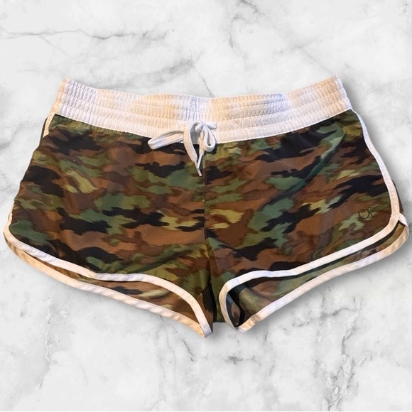 OP Pants - Ocean Pacific OP Camouflage Dolphin Shorts Juniors Medium M 7-9 Green Camo Ikat